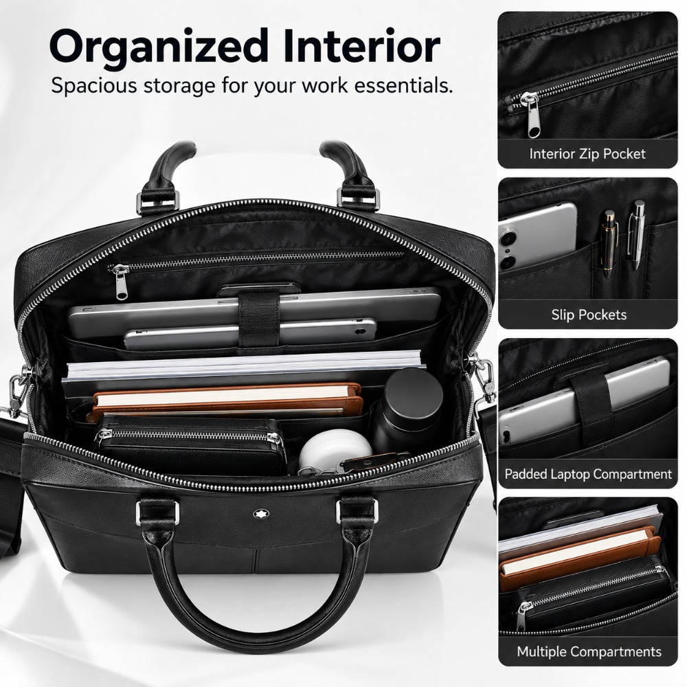 Роскошный мужской деловой порт – обзор и цена Leather Briefcase