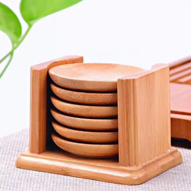 6 шт. круглые бамбуковые подст – обзор и цена Marble Coaster Set
