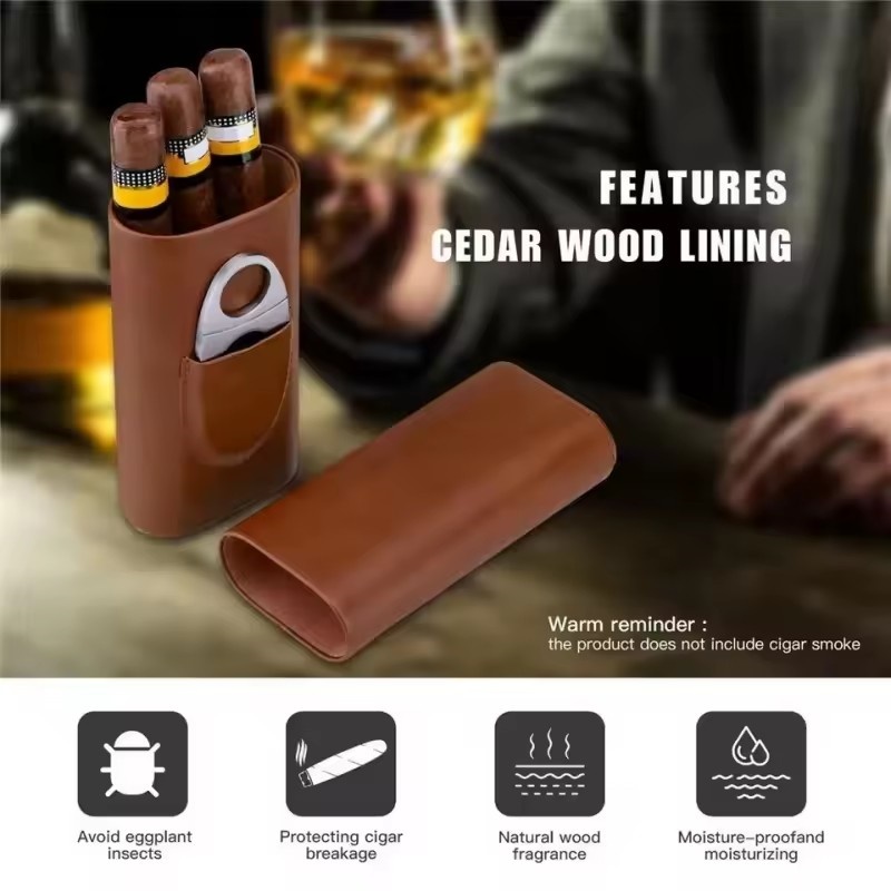 Кожаный чехол для сигар на 3-х – обзор и цена Premium Cigar Case